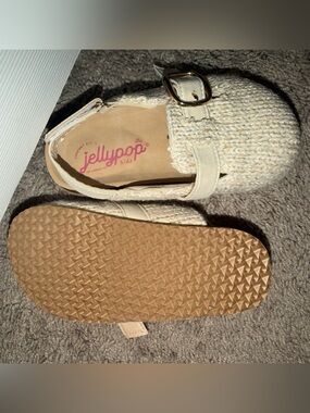 Jellypop Kids Cream Knit Mary Jane with Gold Buckle